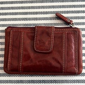 Fossil Burnished Leather Burgundy Wallet